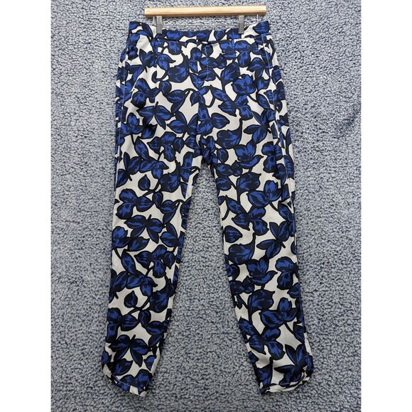 Banana Republic Pants - Banana Republic Floral Print Drapey Pants Size 8 Long Ankle Crop Colorful Blue